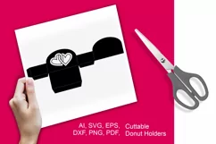 A Couple of Hearts Doughnut Tray SVG Paper Cut Template