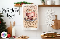 Hot Cocoa Christmas Kitchen Towel | A Cup of Holiday Cheer Product Image 1