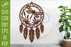 Dragonfly Dreamcatcher Laser Cut File, Garden Wall Art Product Image 1