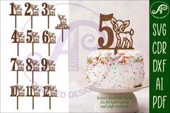Woodland Deer number cake toppers, 13 tops Product Image 1
