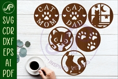 Cat lovers Coasters, laser cut out 1 Product Image 1