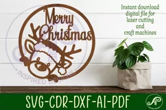 Reindeer Merry Christmas wall art sign, SVG file. vector Product Image 1