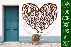 Angel wings heart wall sign, SVG file. Product Image 1