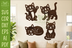 Cute Cat Silhouettes SVG for Laser Cutting, Signs 1 Product Image 1