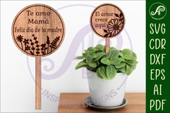 Mother&#039;s day Spanish plant stake laser engraved SVG 3 and 4 Product Image 1