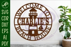 Personalized Beach House Sign SVG Lighthouse Name sign Product Image 1