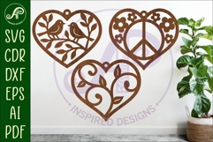Hanging hearts wall sign, laser cut design 2 Product Image 1