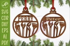 Plumber Christmas Ornament SVG | Pipe Wrench Tools Laser Cut Product Image 1