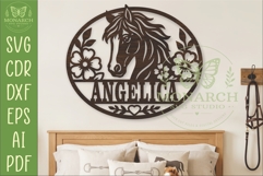 Personalized Floral Horse Name Sign SVG, Custom Stable Decor Product Image 1