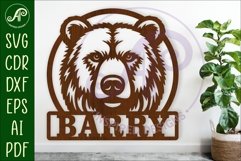 Bear face name sign svg laser Product Image 1