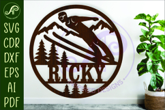 Male Ski Jump wall sign, Skier laser cut sign Product Image 1