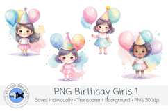 Watercolor Birthday Girl Clipart Set 1 Product Image 2