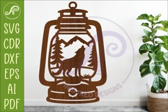 Camping Lantern Scene Wolf Wall Sign Product Image 1