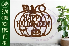 Pumpkin Happy Halloween wall sign svg laser cut file Product Image 1
