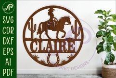 Cowgirl Horse name wall art sign, SVG personalized Product Image 1