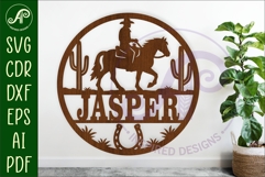 Cowboy Horse name wall art sign, SVG personalized Product Image 1