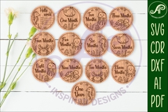 Ocean animals themed Baby monthly milestone discs SVG laser Product Image 1