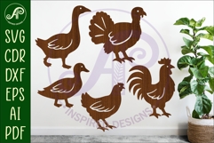 Farm bird silhouette laser cut outs SVG file Product Image 1