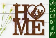 Home word with cat and dog wall art sign, SVG file. vector Product Image 1
