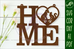 Home word with cat and dog wall art sign, SVG file. vector Product Image 1