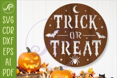 Trick Or Treat Halloween Wall Sign SVG Laser Cut File Spooky Product Image 1