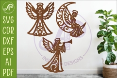 Angel SVG Silhouette, Guardian Angel Laser Cut Files2 Product Image 1