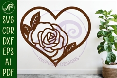 Rose flower heart wall sign, SVG file. Product Image 1