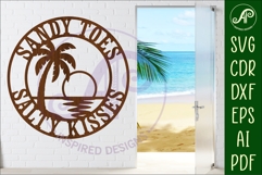Sandy Toes Salty Kisses SVG Beach Sign, Coastal Wall Art Product Image 1