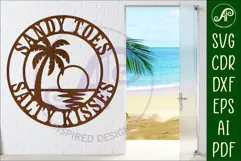 Sandy Toes Salty Kisses SVG Beach Sign, Coastal Wall Art Product Image 1