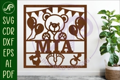 Baby name sign Teddy bear laser cut design or card Product Image 1