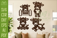 Cute Cows Silhouettes SVG Farm Animal Laser Cut Files 2 Product Image 1