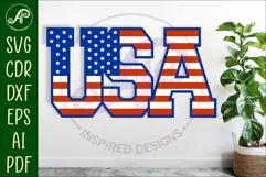USA flag letter wall sign 3 layered design SVG files. Product Image 1