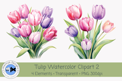 Spring Tulips PNG Watercolor Clipart 2 Product Image 2