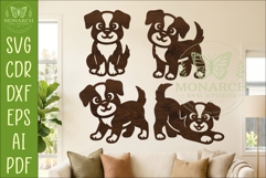 Cute Puppy Silhouettes. Dog Shapes for laser cutting 1 Product Image 1