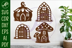 Fairy house and Doors silhouettes laser cut outs Product Image 1