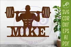 Weight Lifter Name Sign SVG, Gym Sign SVG, Male Fitness Wall Product Image 1
