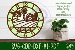 Farm fields wall clock laser cut files Product Image 1