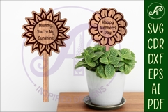Mother&#039;s day plant stake laser engraved SVG flower shapes Product Image 1
