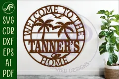 Welcome to the family home beach name wall art sign, SVG Product Image 1
