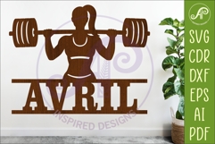 Weight Lifter Name Sign SVG, Gym Sign SVG, Female Fitness Product Image 1