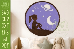 Celestial Dreamer Girl Space Wall Sign Laser Cut SVG Product Image 1