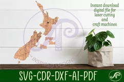 New Zealand with engraved regions cut out SVG laser Product Image 1