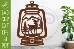 Camping Lantern Scene Deer Wall Sign Product Image 1