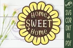 Flower home sweet home wall art sign, SVG file. vector Product Image 1