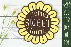 Flower home sweet home wall art sign, SVG file. vector Product Image 1