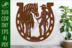 Cowgirl and horse wall sign svg laser cut Product Image 1
