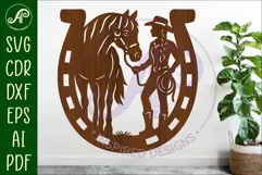 Cowgirl and horse wall sign svg laser cut Product Image 1