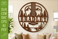 Mountain Guitar Name Sign SVG, Guitarist Gift, Music Room Product Image 1