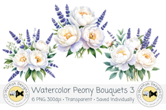 Watercolor Peony Bouquets Clipart 3 Product Image 2