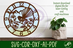 Fantail New Zealand themed clock wall clock laser cut files Product Image 1